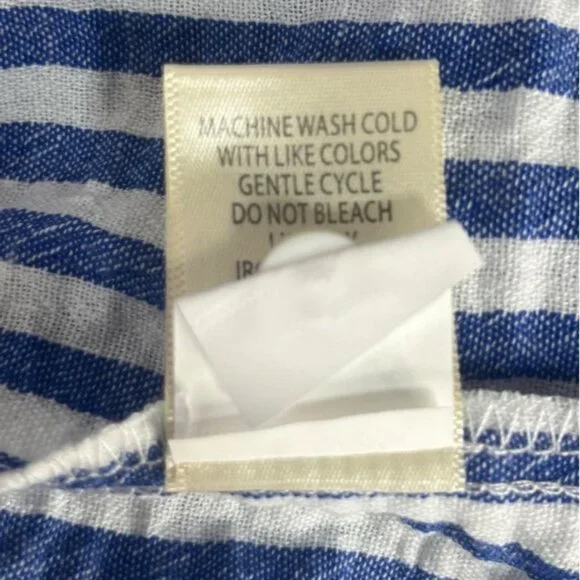 Max Studio London Button Front Shirt Size Small Blue White New Striped Casual - Picture 7 of 11